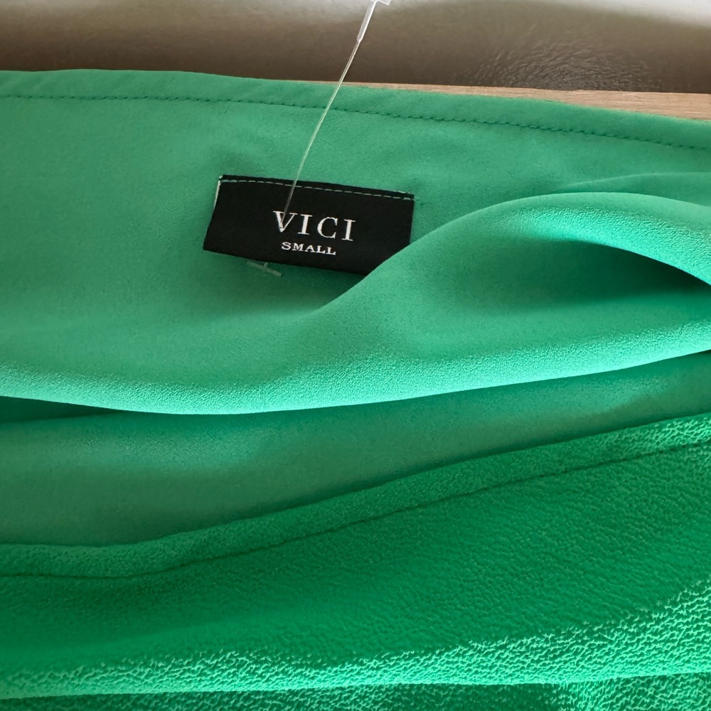 VICI Green One Shoulder Dress 🌴 Coastal Resort Vacation Brunch Statement Mini - Picture 5 of 7